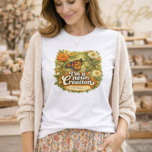 T-shirt Je suis une nouvelle création Papillon floral vint