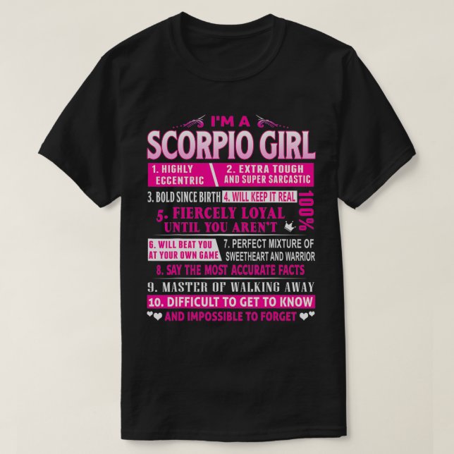 T-shirt Je suis une Scorpio Girl Scorpio Anniversaire (Design devant)