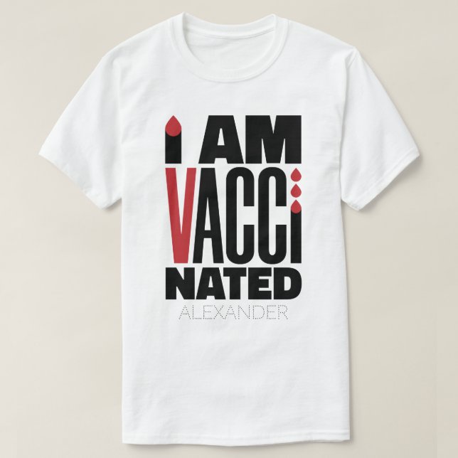 T-shirt Je Suis Vacciné Convid-19 Drôle Noir Nom (Design devant)