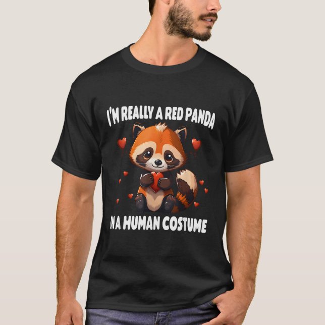 T-shirt Je Suis Vraiment Un Panda Rouge Dans Une Halloween (Devant)