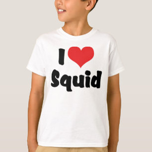 T-shirt Je t'aime Calamar de cœur