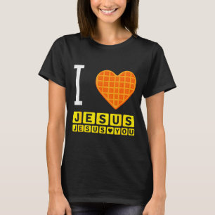 T-shirt Je t'aime Jésus Gaufre Cœur Drôle Petit déjeuner c