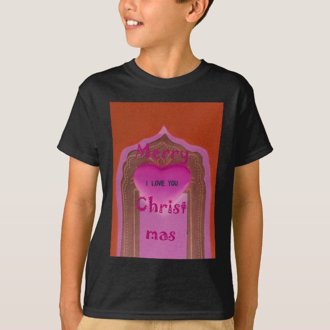 T-shirt Je t'aime Joyeux Coeur de Noël (Devant)
