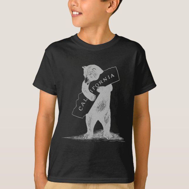 T-shirt Je t'aime la Californie--Noir et argent (Devant)
