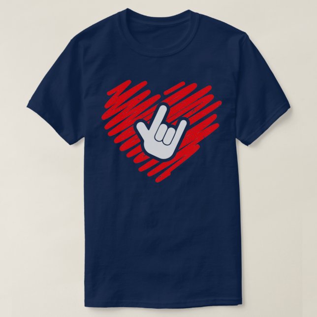 T-shirt Je t'aime signer langue sourde et sourde cadeau (Design devant)