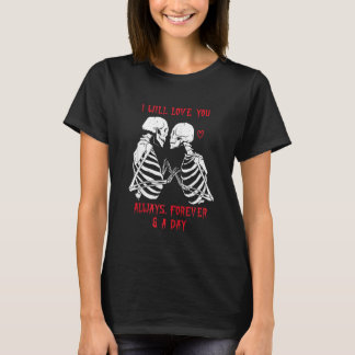 T-shirt Je T'Aimerai Skeleton Couple Kiss Skull Kissing