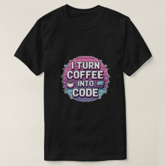T-shirt Je Transforme Le Café En Code - Retro Pixel Art Pr