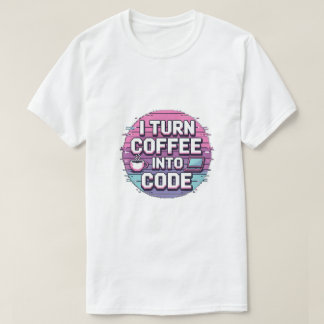 T-shirt Je Transforme Le Café En Code - Retro Pixel Art Pr