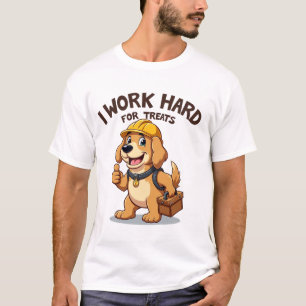 T-shirt Je travaille dur pour les traitements Drôle Golden