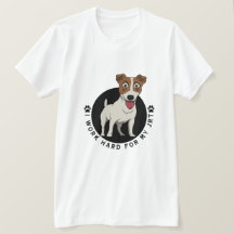 Je Travaille Dur Pour Mon JRT Caricature Blanc