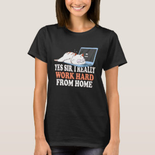T-shirt Je Travaille Vraiment Dur De Home Cat Home Office