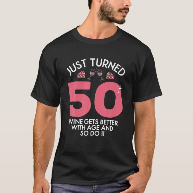 T-shirt Je Vais 50 Vins Mieux Avec 50E Anniversaire (Devant)