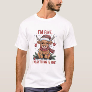 T-shirt Je vais bien Tout va bien Noël Vache des Highlands