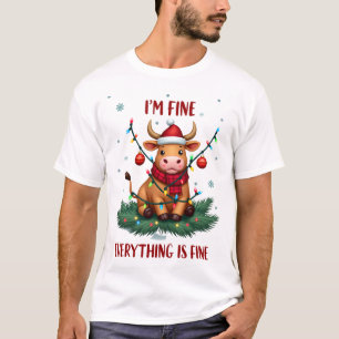 T-shirt Je vais bien Tout va bien Noël Vache des Highlands