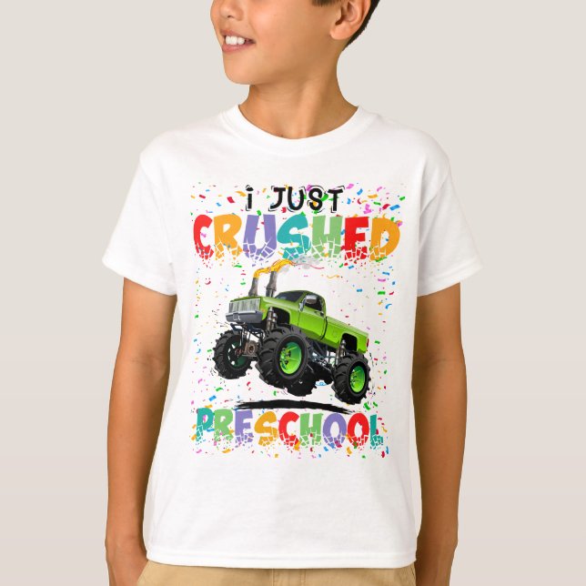 T-shirt Je Vais D'Écraser Le Camion Monster Preschool  (Devant)
