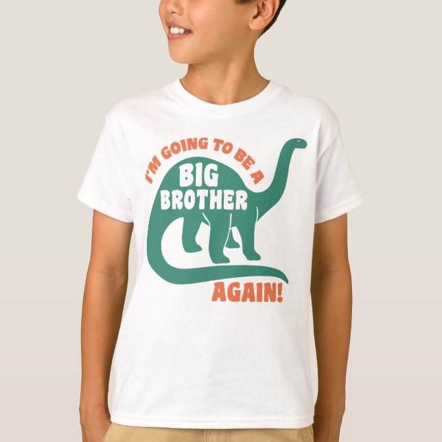 T-shirt Je vais être à nouveau un grand frère Dinosaure (Devant)