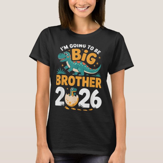 T-shirt Je vais être Big Brother 2026 - Grossesse Dino (Devant)