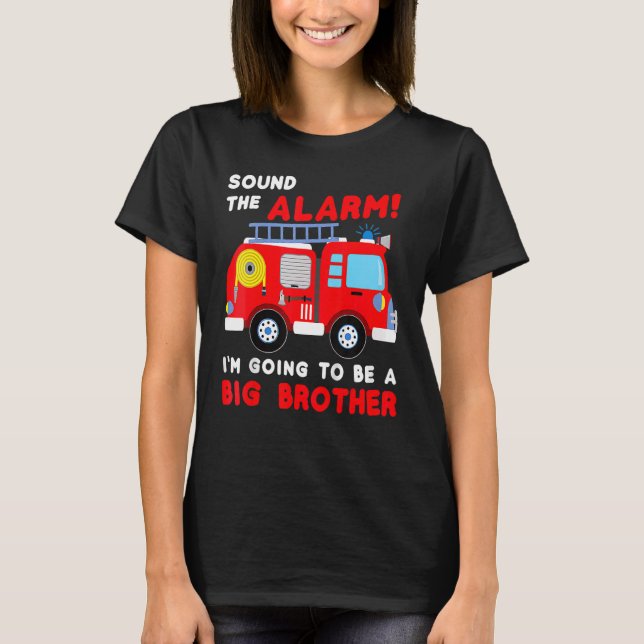 T-shirt Je Vais Être Un Big Brother Firetruck Baby Revea (Devant)