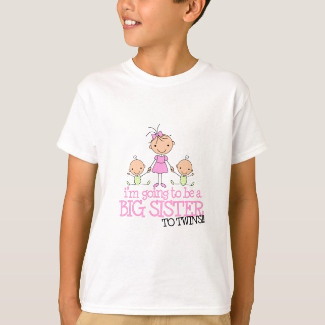 T-shirt Je vais être une grande soeur aux JUMEAUX (Devant)