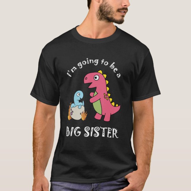 T-shirt Je vais être une grande soeur Dinosaur enfant Anno (Devant)