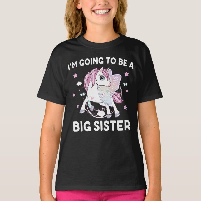 T-shirt Je vais être une grande soeur Unicorne (Devant)