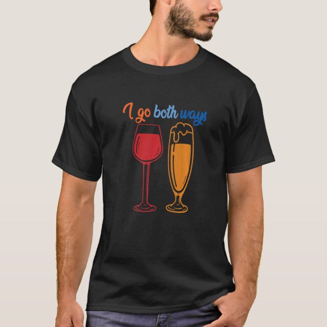 T-shirt Je Vais Les Deux Voies Rouge Vin Blanc Vins Partie (Devant)
