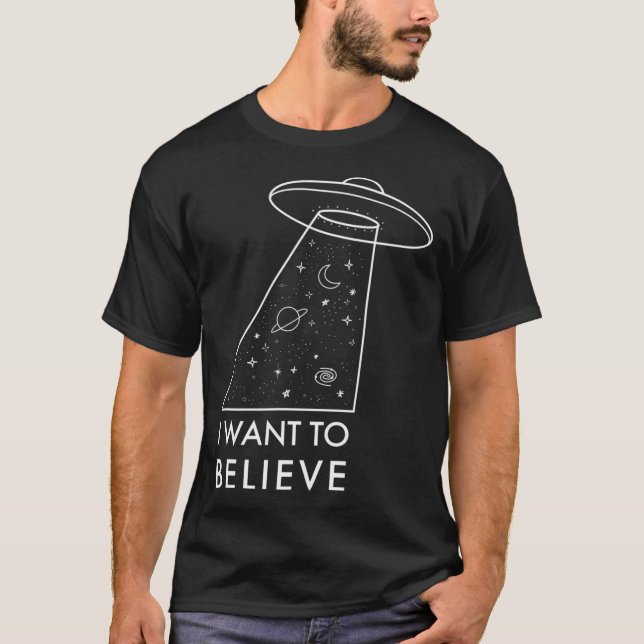 T-shirt Je Veux Croire Alien Esthétique Ufo Avec Univers (Devant)