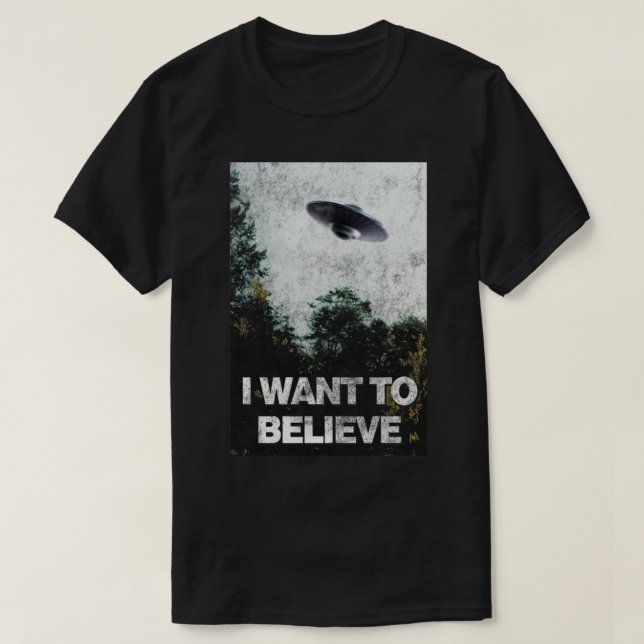 T-shirt Je veux croire zone 51 OVNI Alien Enduction Tirer (Design devant)