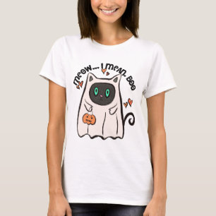 T-shirt Je Veux Dire, Boo ! Fantôme de chat noir Halloween