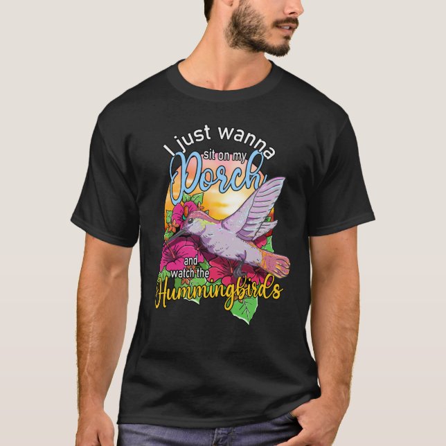 T-shirt Je Veux Juste M'Asseoir Sur Mon Porte Et Regarder  (Devant)