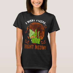 T-shirt Je Veux Pizzas Costume Halloween Meow Droite Zombi