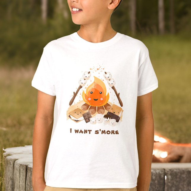 T-shirt Je veux S'more mignon Fun Camping Camping garçon (I Want S'more Cute Fun Camping Campfire boy T-Shirt)