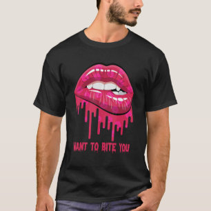 T-shirt Je Veux Te Citer Halloween Vampire Fangs Femme