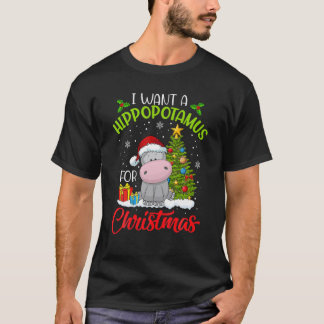 T-shirt Je Veux Un Hippopotame Pour Noël Hippo De Noël Pou