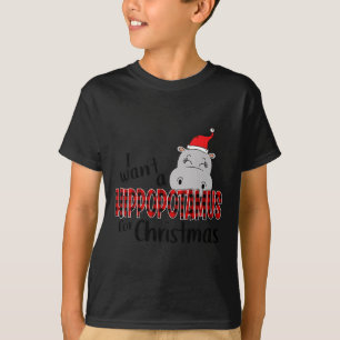 T-shirt Je Veux Un Hippopotame Pour Noël Joyeux Hippo