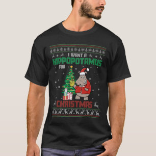 T-shirt Je Veux Un Hippopotame Pour Noël Mignons Coûts De