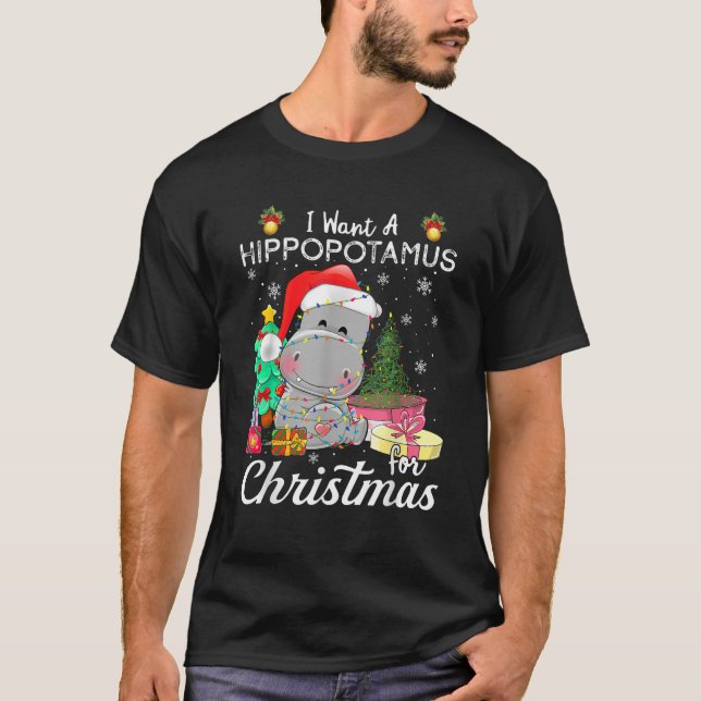 T-shirt Je veux un hippopotame pour Noël Noël Noël Noël No (Devant)