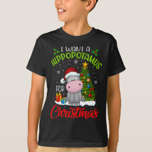 T-shirt Je Veux Un Hippopotame Pour Noël Père Noël Hippo P