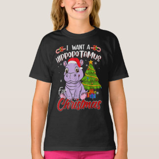 T-shirt Je Veux Un Hippopotame Pour Un Hippopotame De Noël