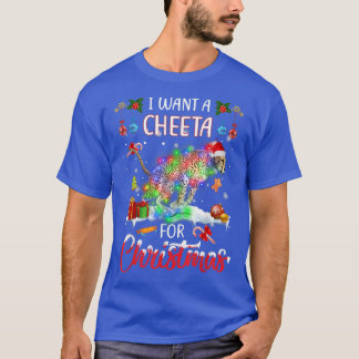 T-shirt Je Veux Une Cheeta Pour Noël Lumières Père Noël Ch
