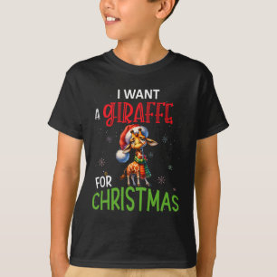T-shirt Je veux une girafe pour Noël Drôle Mignon Byby