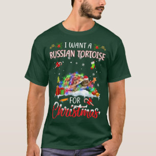 T-shirt Je Veux Une Tortue Russe Pour Noël Lumière