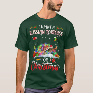 T-shirt Je Veux Une Tortue Russe Pour Noël Lumière