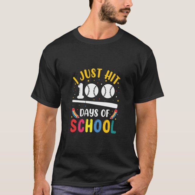 T-shirt Je viens d'atteindre 100 jours de baseball à l'éco (Devant)