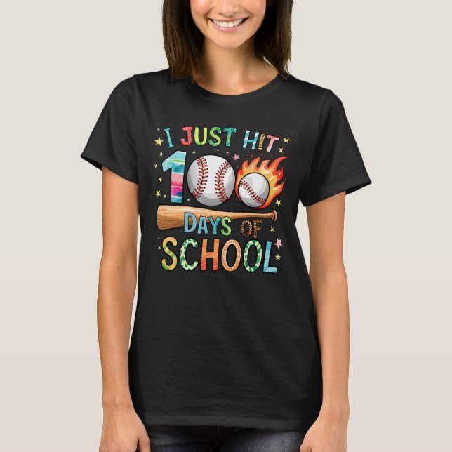 T-shirt Je Viens De Toucher 100 Jours De Baseball Scolaire (Devant)