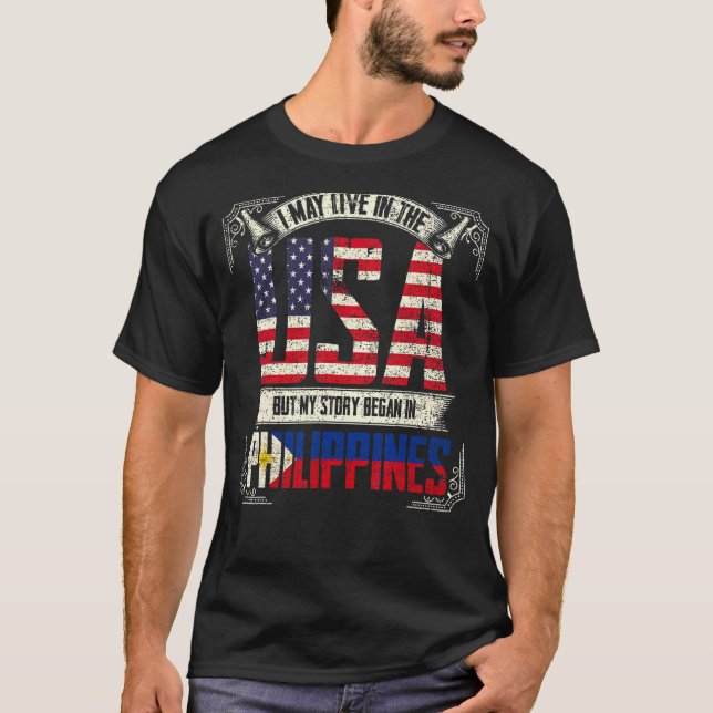 T-shirt Je Vis Peut-Être Aux Etats-Unis Mais Mon Histoire  (Devant)