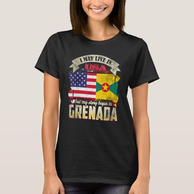 T-shirt Je Vis Peut-Être Aux Etats-Unis Mais Mon Histoire  (Devant)