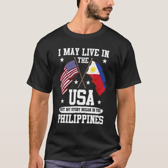 T-shirt Je Vis Peut-Être Aux Etats-Unis, Mais Mon Histoire (Devant)
