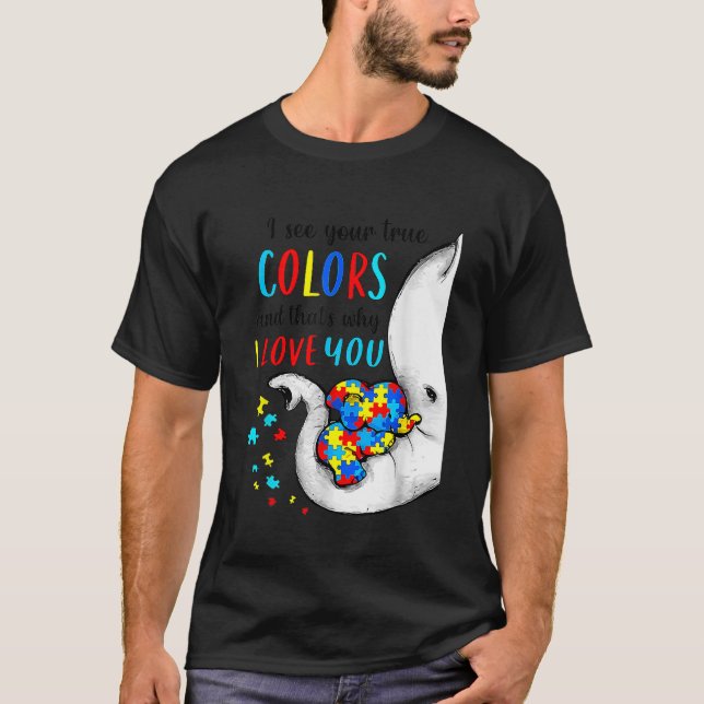 T-shirt Je vois tes vraies couleurs Elephant Sensibilisati (Devant)