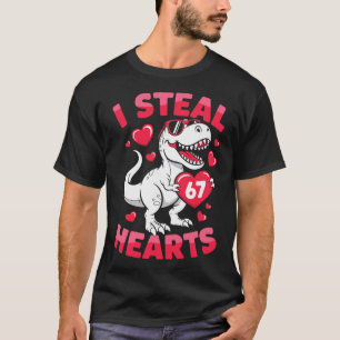 T-shirt Je vole 67 cœurs Drôle 67 Saint-Valentin Dinosaure